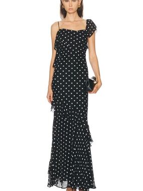 Self-Portrait Polka Dot Georgette Maxi Dress